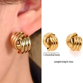 Gold Multi-layer Knot Stud Earrings ZJGE0744