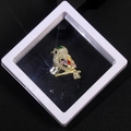 Golden bird brooch with colorful crystals and pearls in a minimalist white frame - XZ217-Colorful Bird-Boxed