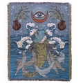 Bohemian woven picnic blanket featuring mystical astrology patterns and sea goddess design - 130X160 CM / Multicolor Art Print