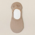 Beige breathable mesh no-show socks with diamond pattern and anti-slip ribbed cuffs - Rhombus Mesh Invisible Women Socks / Brown
