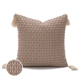Fodera per cuscino nordica moderna in tessuto intrecciato marrone con nappe bianche - Quadrato Intrecciato Verde Lime / 45*45cm [Solo fodera]