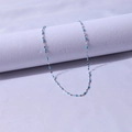 Elegant silver stainless steel chain necklace with turquoise blue oval beads - Steel + Blue Stone / 40+5cm