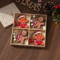 Detail of wooden gingerbread man ornaments set in a rustic box for Christmas tree decor - 221019 Gingerbread Man-A (12pcs/box)