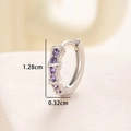 Silver copper earrings with purple zircon stones, 1.28cm hoop size for women - Blue and Purple