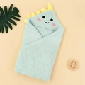 Soft light green baby hooded towel featuring a cute dinosaur design and plush coral fleece - Dinosaur Style / 80CM*80CM / Green