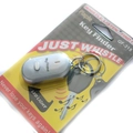Wireless key finder with whistle sensor and LED light in white and silver finish - White (Card Package)
