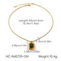 Detailed dimensions and weight of gold necklace with green semi-precious stone pendant - Gold Green Stone Pendant Box Chain Necklace (HC-N40739-GN)
