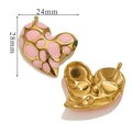 Pink leopard print heart charms in gold finish with 24mm by 28mm dimensions - Irregular Dots-Pink