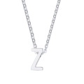 Polished silver stainless steel necklace with uppercase letter Z pendant on chain - Letter Z / Silver
