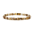 Bohemian style Tila bead bracelet with white marble texture and gold metallic cubes - Cream Marble/Gold(TL-B190257D)