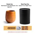 Natural jujube wood cup with black gift box packaging set and detailed size specs - 120ML / Belly Cup (With Black Gift Box)