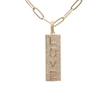 Gouden LOVE-ketting met ingelegde diamanten en een trendy paperclip schakelketting - LOVE Brief / Goud