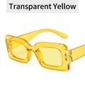 Trendy square vintage sunglasses in transparent yellow finish for a hip hop fashion style - Transparent Yellow