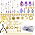 200pcs DIY crystal suncatcher kit with metal pendants and beads for rainbow making - 200-Piece Set (Including Storage Box and Tools) / Gold