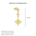 Elegant 925 silver star moon tassel earrings with gold finish, pearl, and cubic zirconia - Single Item / Gold Color (Star Style)