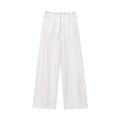 White wide-leg jogger trousers with elastic drawstring waist and side pockets - XS / White-Pants