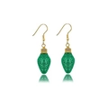 Creative green Christmas bulb earrings with sparkling sequins and silver ear hooks - Green Glitter Bulb (EHMT-021HJ-HS)