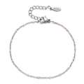 Bohemian stainless steel chain bracelet with pale pink beads and lobster clasp - Silver Pink