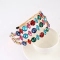 Baroque multi-layer golden headband with colorful rhinestones and crystals - Style 17-Gold