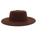 Detailed close-up of dark brown wool felt fedora showing fine brim stitching and texture - Adult (57-60cm) / Dark Coffee