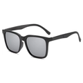 Classic black square frame sunglasses with dark lenses for fashion and driving - Black Frame Silver Mirror
