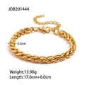 Gold stainless steel Cuban link bracelet with lobster clasp and adjustable chain extender - Gold Woven Cuban Link Bracelet