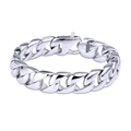 Gepolijste zilveren roestvrijstalen Cubaanse schakelarmband voor heren met veilige sluiting - Staal Kleur (KB25516-D)