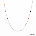 Collana di perline bohémien in acciaio inossidabile con ciondoli tondi colorati e catena - Argento Colorato (PDD139)