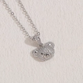 Sparkling silver teddy bear pendant necklace with cubic zirconia pavé and o-chain - Platinum Plated White Zircon