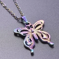 Collier avec pendentif papillon arc-en-ciel en acier inoxydable de haute qualité - Collier / Arc-en-ciel