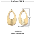 Detailed size chart for golden textured teardrop pendants in polished stainless steel - Gold Textured Teardrop-VG517