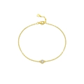 Bracciale minimalista in argento sterling 925 placcato oro con singola pietra di zircone - Argento 925 / Oro 18K
