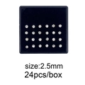 Close-up of 24 pieces of 2.5mm sparkling crystal nose studs in a black display box - Straight Bar (3.0mm) / 24pcs/Box / Silver Bar + White Zircon