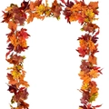 Artificial maple leaf garland in autumn colors of orange and red for seasonal home decor - Autumn Red
