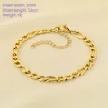 5mm wide 18K gold plated stainless steel Figaro chain bracelet with lobster clasp - Figaro Chain