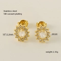 Golden stainless steel sunflower earrings with sparkling zircon and 18K plating finish - Sunflower Stud Earrings (White Zircon)