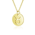 Gold hollow Taurus zodiac pendant necklace with a thin O-chain on white background - Taurus / Gold