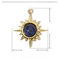 Dettagli del ciondolo a sole in acciaio dorato con pietra naturale blu e misure 15mm - Sole - Pietra Blu