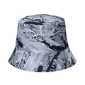 Detail shot of graffiti canvas bucket hat with reinforced stitching and ink splatter pattern - 58cm / Gray