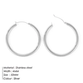 Minimalist 50mm silver stainless steel large hoop earrings for women with 4mm tube width - 50mm / Silver