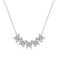 925 Sterling silver necklace with five princess cut square stones in silver finish - (s925 Silver + Moissanite Sn12842 (4*4mm)) / Chain Length 40cm + 5cm (extension Chain)