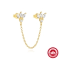 Golden S925 sterling silver tassel earrings with marquise cubic zirconia stars - 925 Silver / Gold #2
