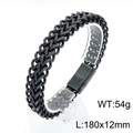 Men's black woven stainless steel chain bracelet with 180x12mm size specifications - 18cm Gun Black (KB145388)