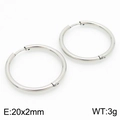Classic silver 304 stainless steel 20mm round hoop earrings with polished finish - 20*2mm Steel Color Ke113181-zz / A Pair Of [inner Diameters]