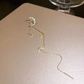Golden moon and stars fringe earrings featuring sparkling crystal studs - Gold Star Moon (28# Ear Line-Gold Star Moon)