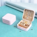 Pink portable jewelry storage box with zipper 10x10x5cm showing open and closed views - 10*10*5cm / Light Pink