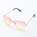 Pink heart-shaped sunglasses with rose gold metal frame and gradient lenses - Pink Yellow Gradient