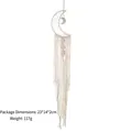 Creamy white moon-shaped woven dreamcatcher with handmade cotton tassels and moon pendant - Moon Without Light