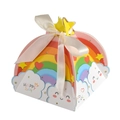 Regenbogen-Geschenkbox in Dreiecksform mit beiger Schleife für Geburtstagsfeiern - Regenbogen-Stil / 9*9*11cm (10 Stück)