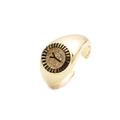 Detailed view of gold plated signet ring featuring a prominent letter Y engraved design - Letter Y